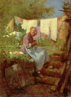 Old lady sewing
